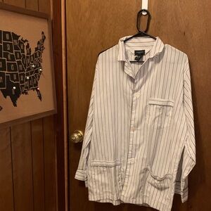 Dior Men's pajama top  Shirt White with grey Pinstripes